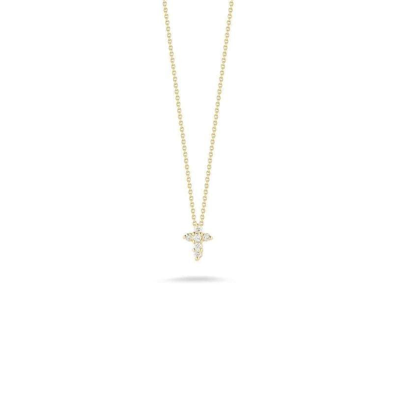 Tiny Treasures Baby Diamond Cross Necklace in 18kt Yellow Gold