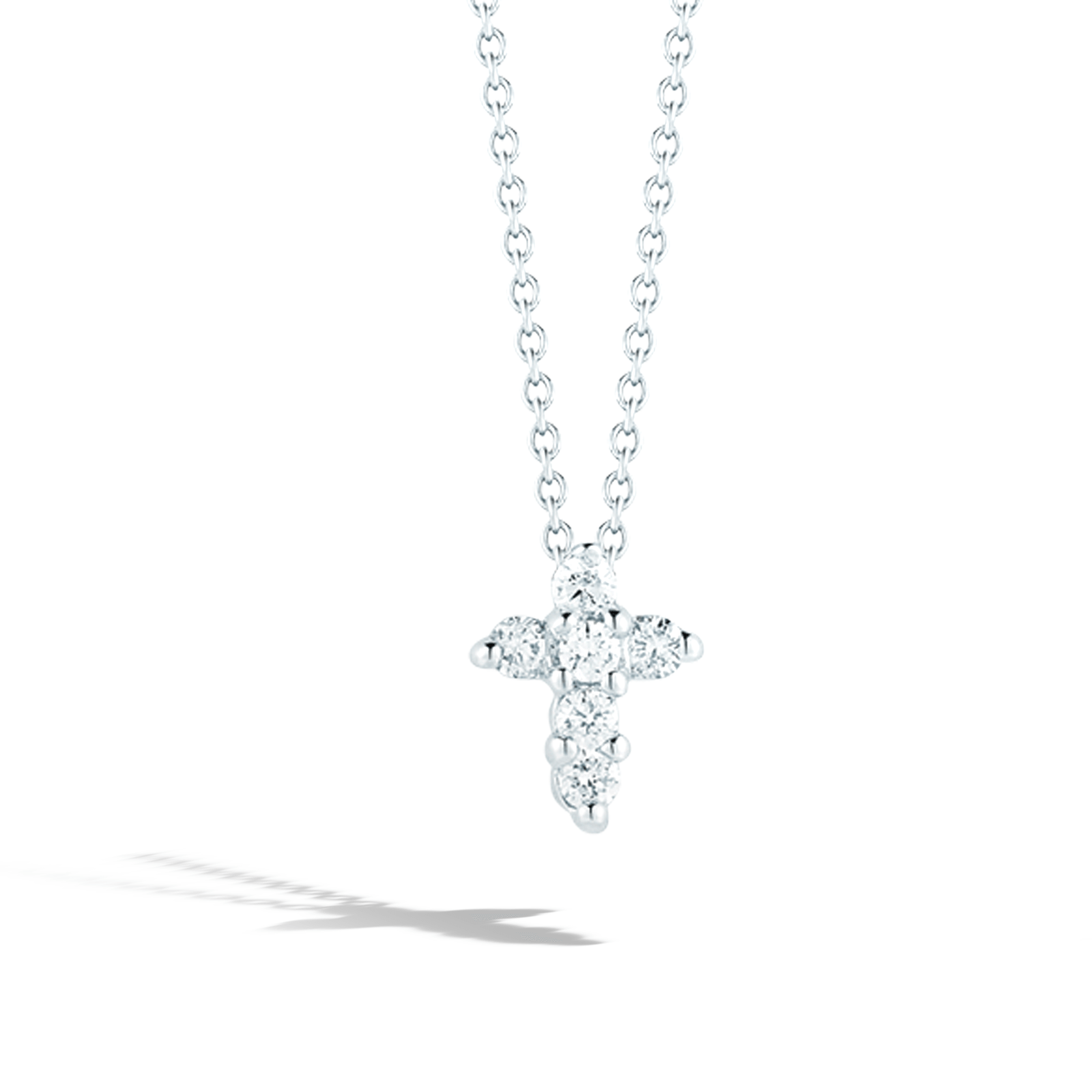 Tiny Treasures Baby Diamond Cross Necklace in 18kt White Gold