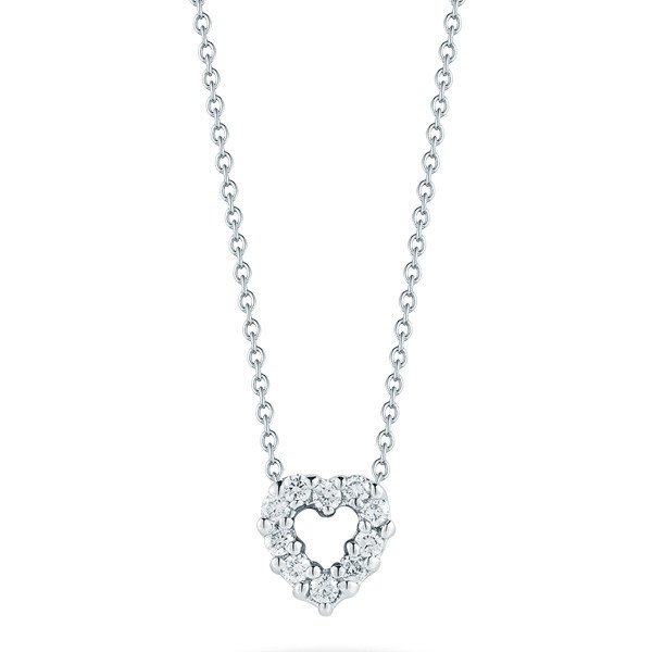 Tiny Treasures Diamond Open Heart Necklace in 18kt White Gold