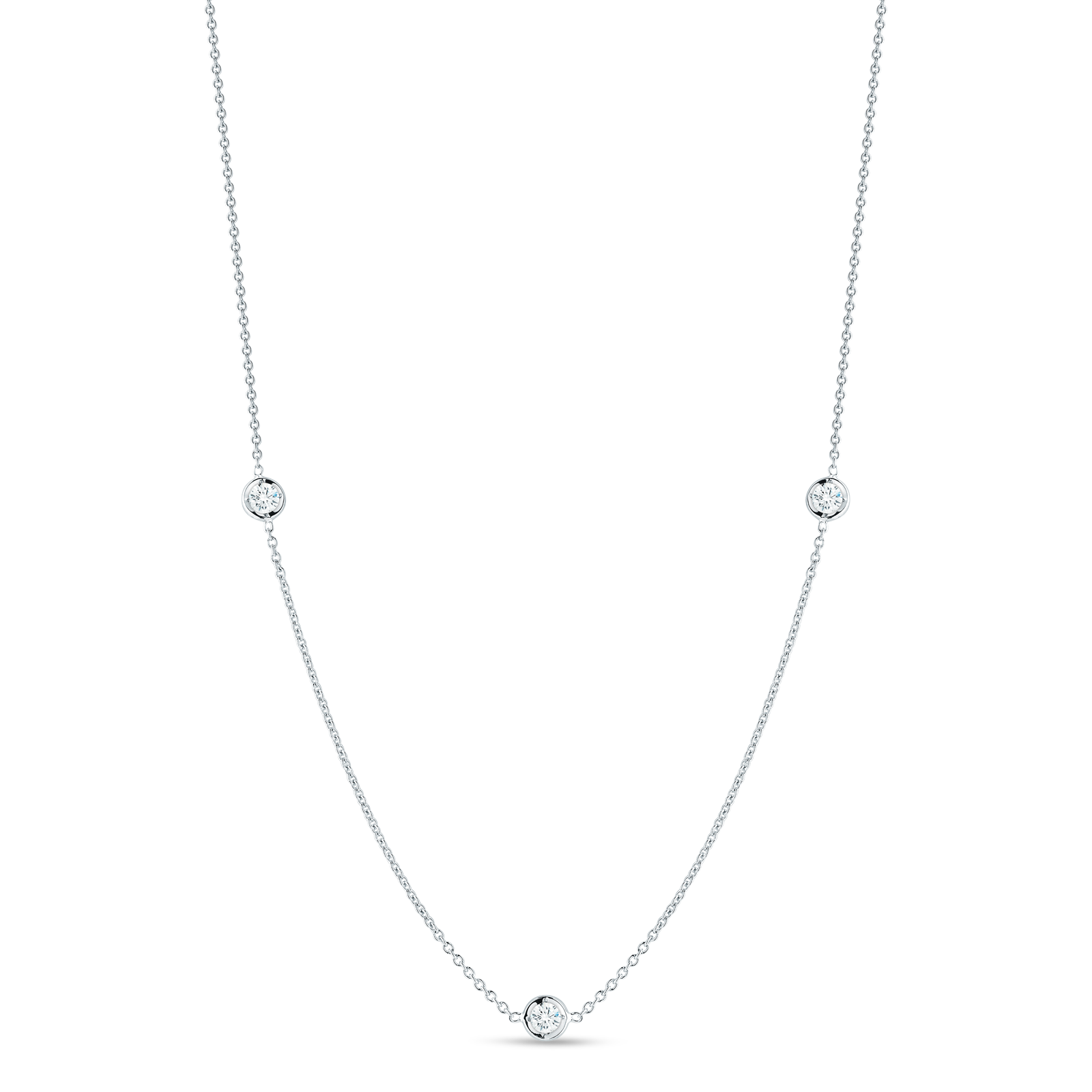 Diamonds by the Inch 3 Station Necklace in 18kt White Gold