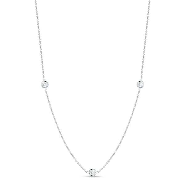 Closeup photo of Diamonds by the Inch 3 Station Necklace in 18kt White Gold