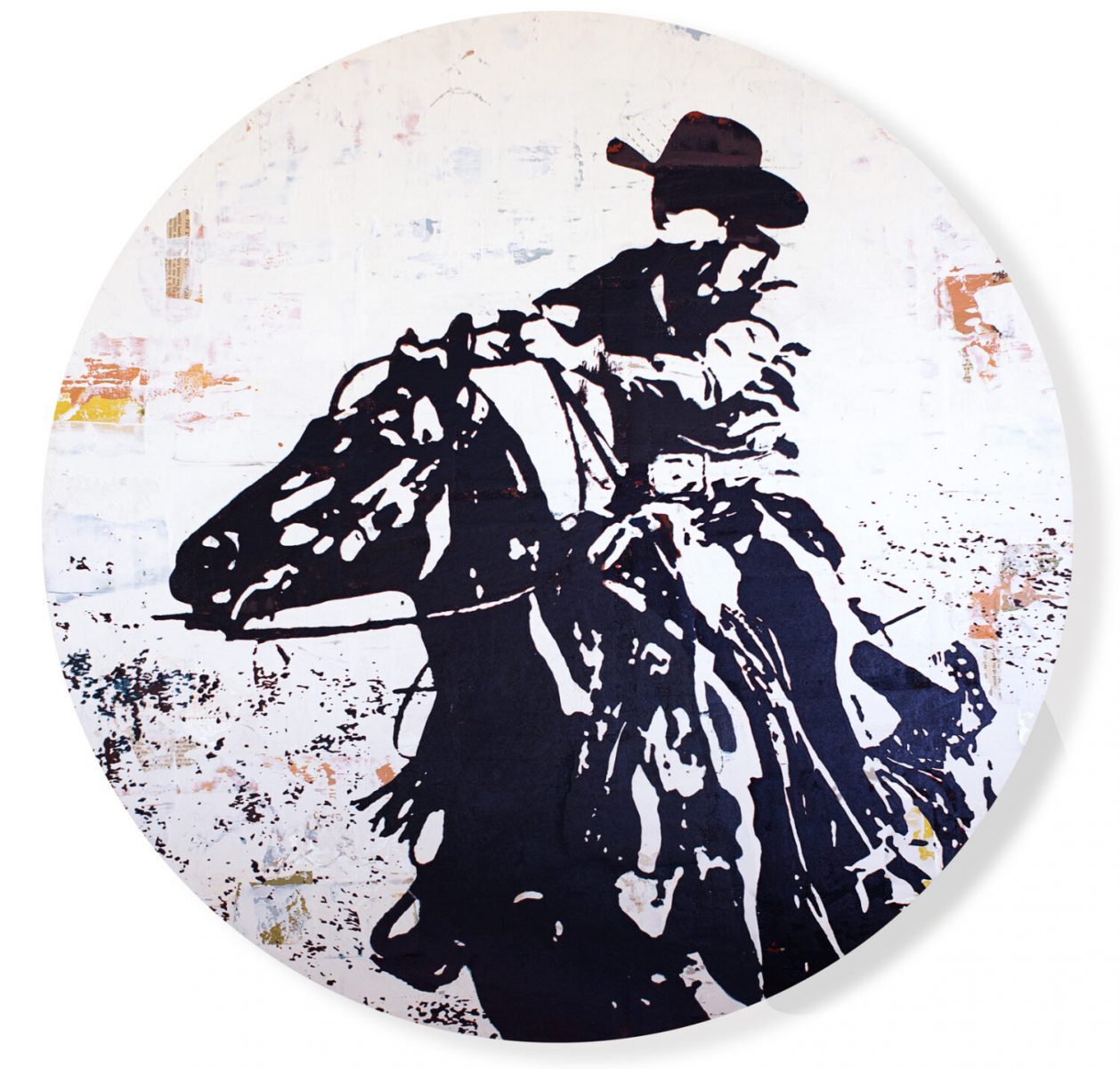 Named for a Zane Gray novel—part of a page peeks through upper left, few other discreet spots.. cowgirl is in a deep navy w/burnt red undertones... though image here looks a tad black The Light of Western Stars