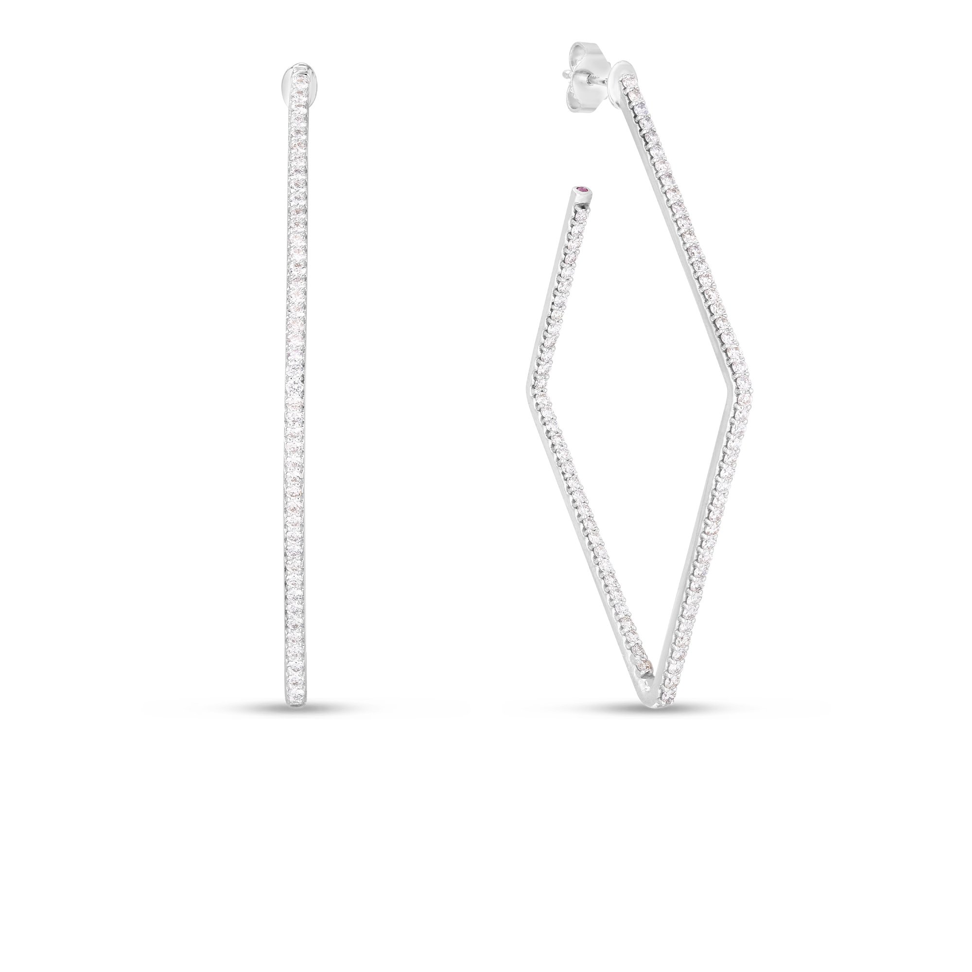 Perfect Diamond Hoops Large Square Earrings in 18kt White Gold