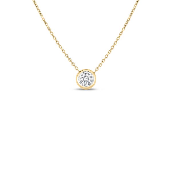 Closeup photo of Diamonds by the Inch Single Bezel Set Round 0.19ct Diamond Necklace in 18kt Yellow Gold