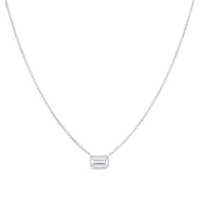 Diamonds by the Inch Large Emerald Cut Solitaire Necklace in 18kt White Gold