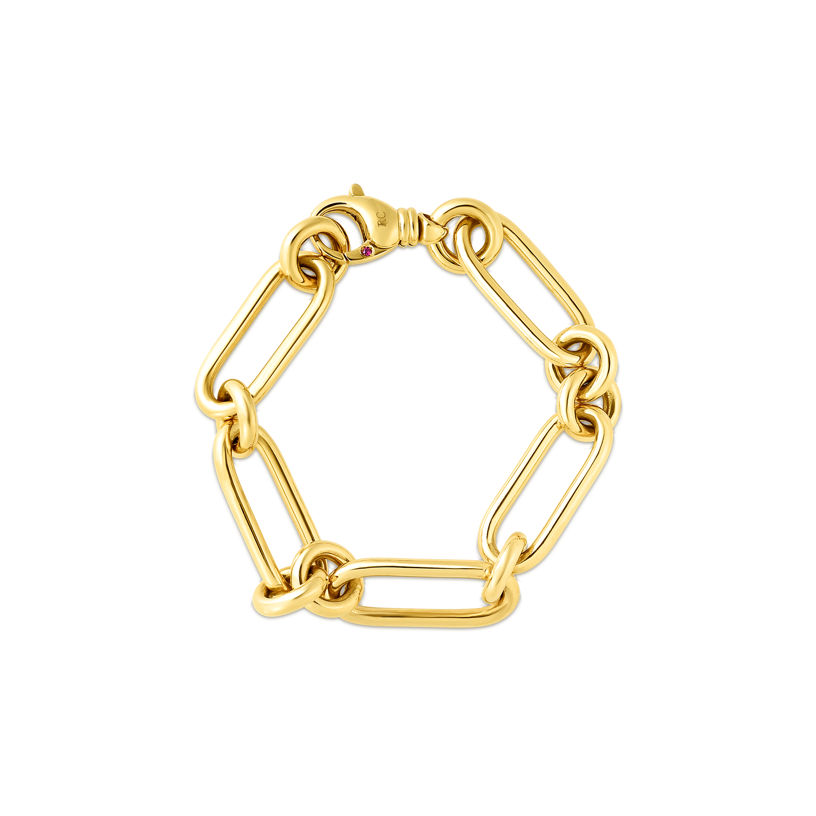 Designer Gold Oval and Round Link Bracelet in 18kt Yellow Gold