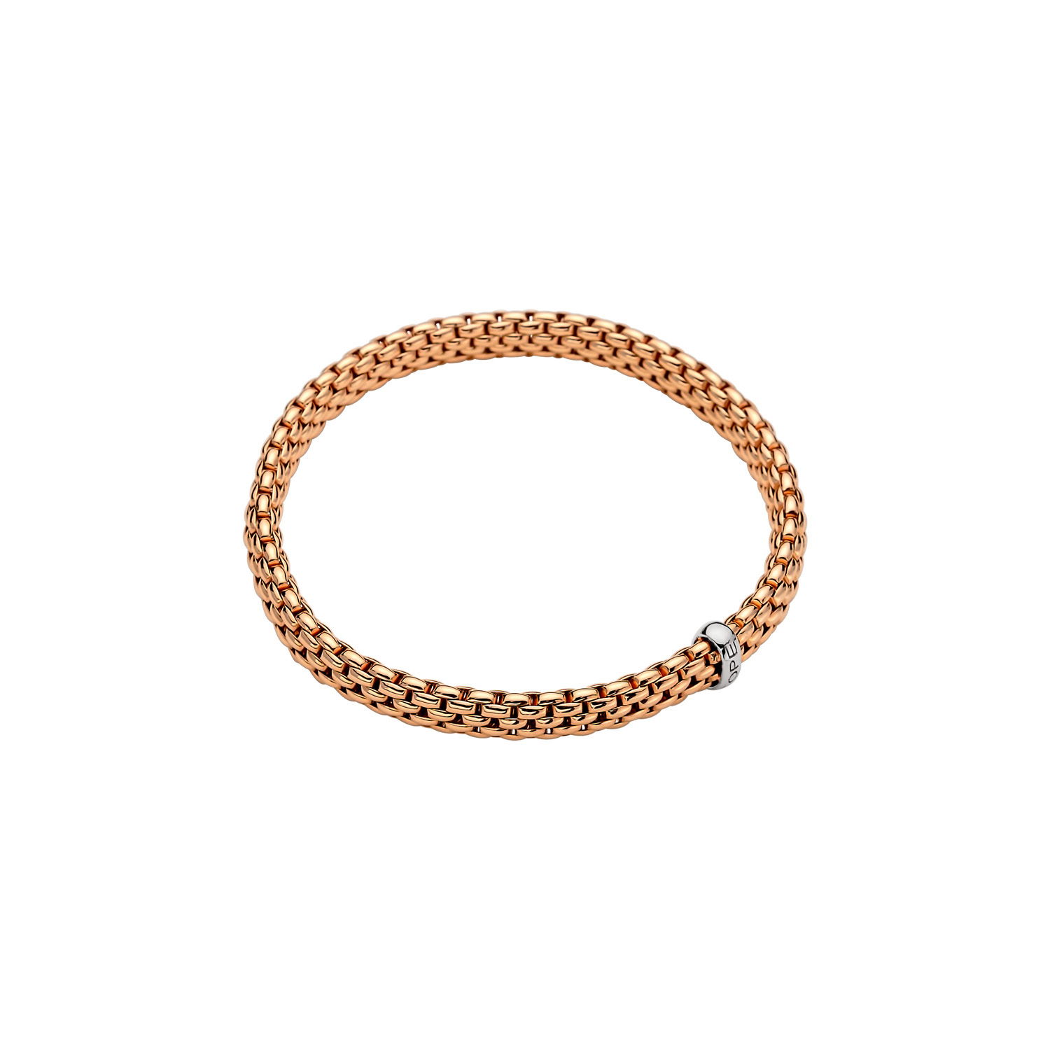Vendome Flex'It Bracelet in 18kt Rose Gold White Gold Element - This is an all gold bracelet with no diamonds - The bracelet measures 6.9mm wide by 4.3mm deep and is a size medium, 17cm or 6.69 inches internal circumference. 561BM-R Vendome Bracelet in 18kt Rose Gold with White Gold Element - 6.9mm - Size M