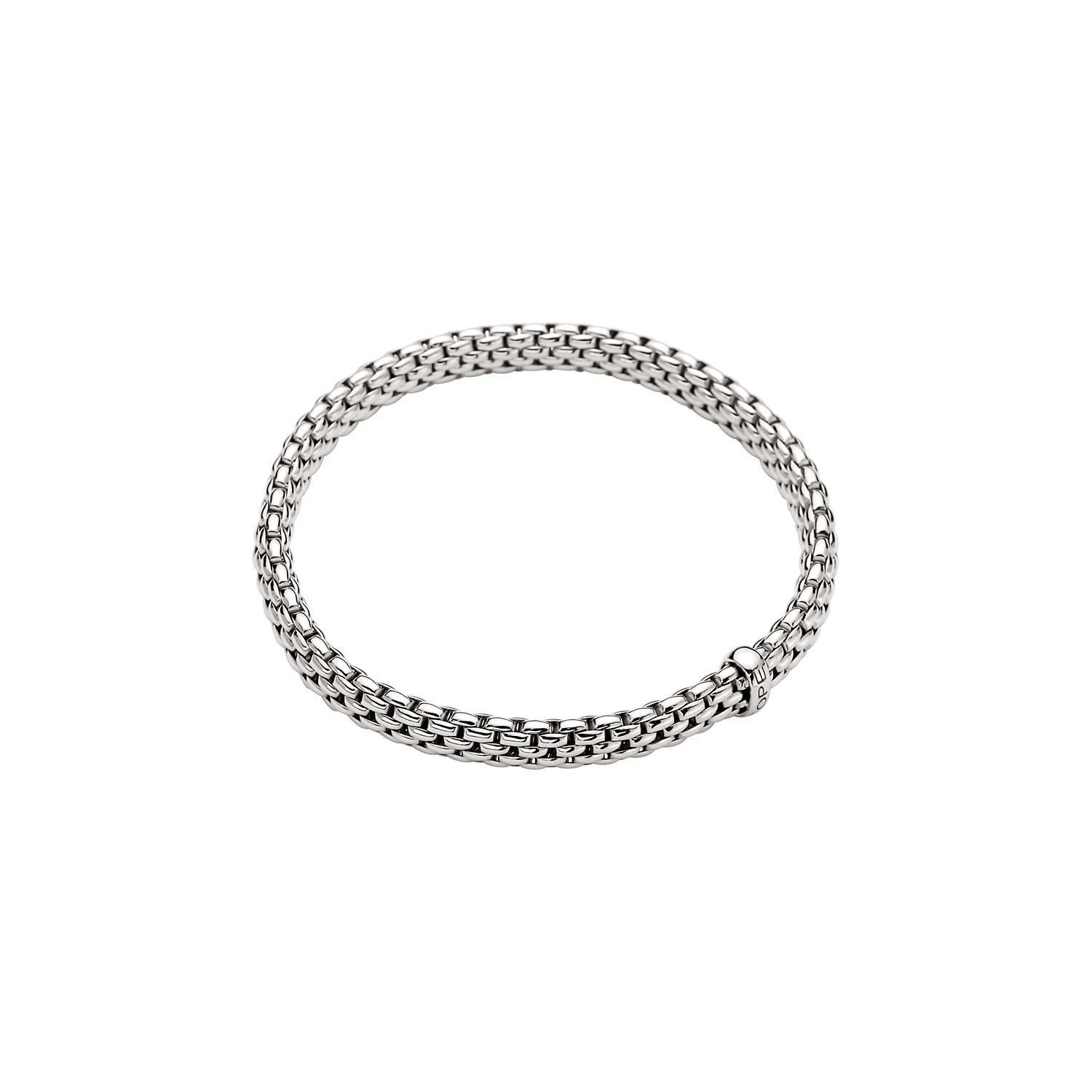 Vendome Flex'It Bracelet in 18kt White Gold without diamonds - The bracelet measures 6.9mm wide by 4.3mm deep and is a size extra small, 15cm or 5.90 inches internal circumference. 561BXS-W Vendome Bracelet in 18kt White Gold with White Gold Element - 6.9mm - Size XS