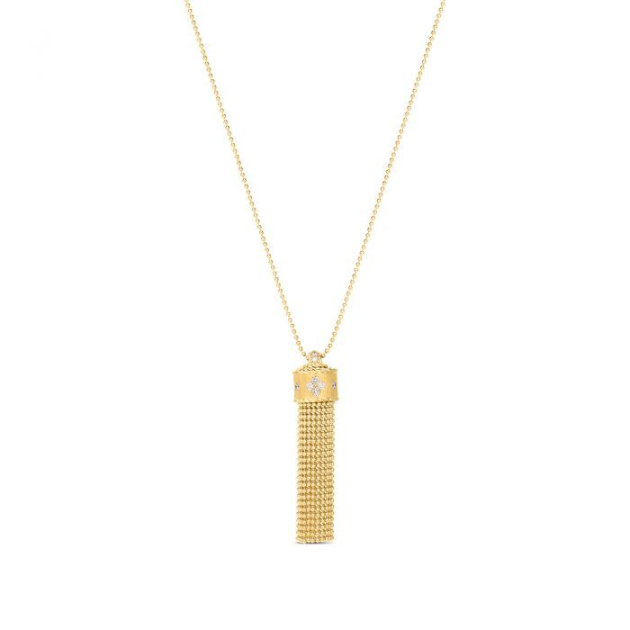 Princess Diamond Tassel Necklace in 18kt Yellow Gold