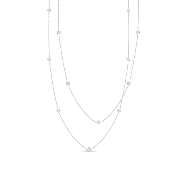 Closeup photo of Diamonds by the Inch 15 Station Necklace in 18kt White Gold