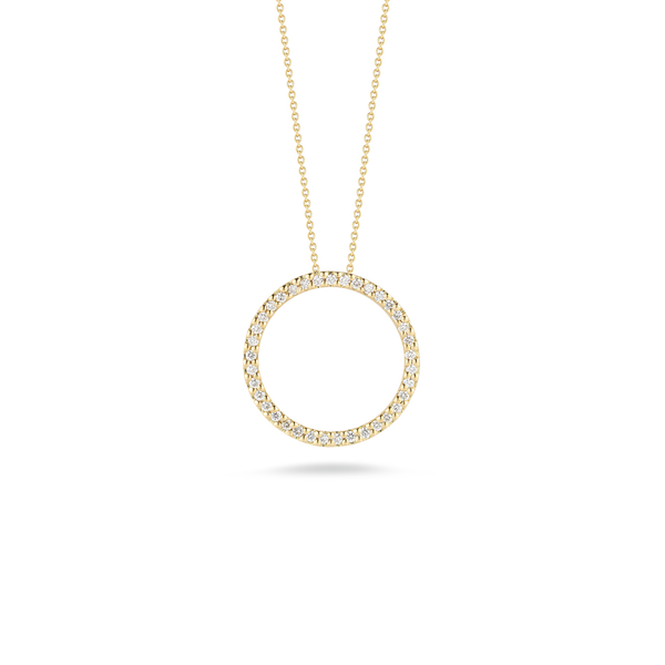 Closeup photo of Tiny Treasures Medium Diamond Circle Necklace in 18kt Yellow Gold