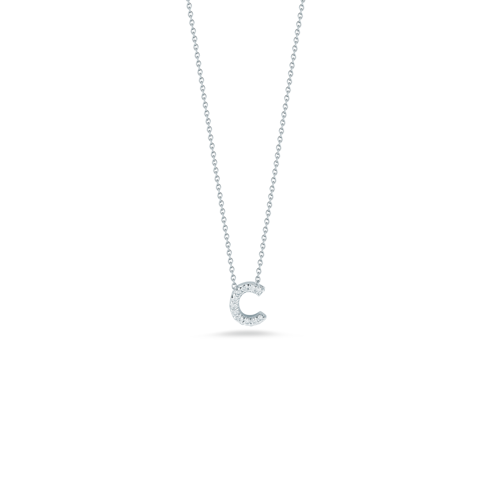 Tiny Treasures Diamond Love Letter C Necklace in 18kt White Gold