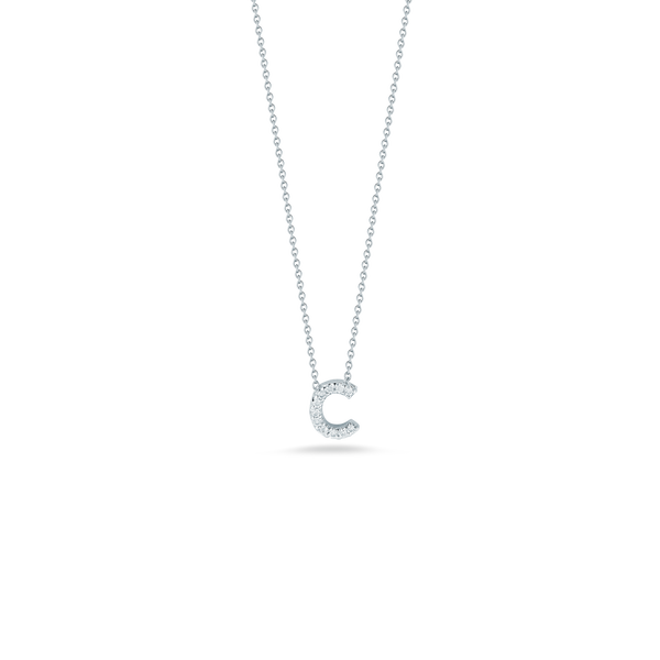 Closeup photo of Tiny Treasures Diamond Love Letter C Necklace in 18kt White Gold