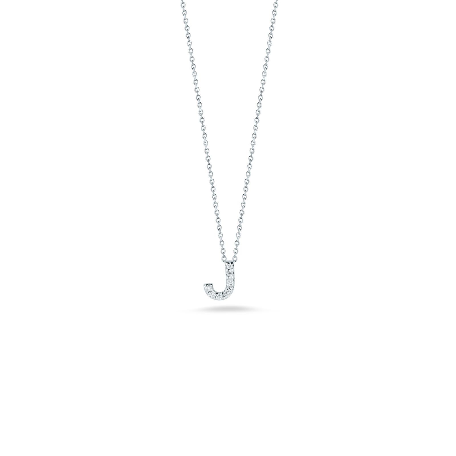 Tiny Treasures Diamond Love Letter J Necklace in 18kt White Gold