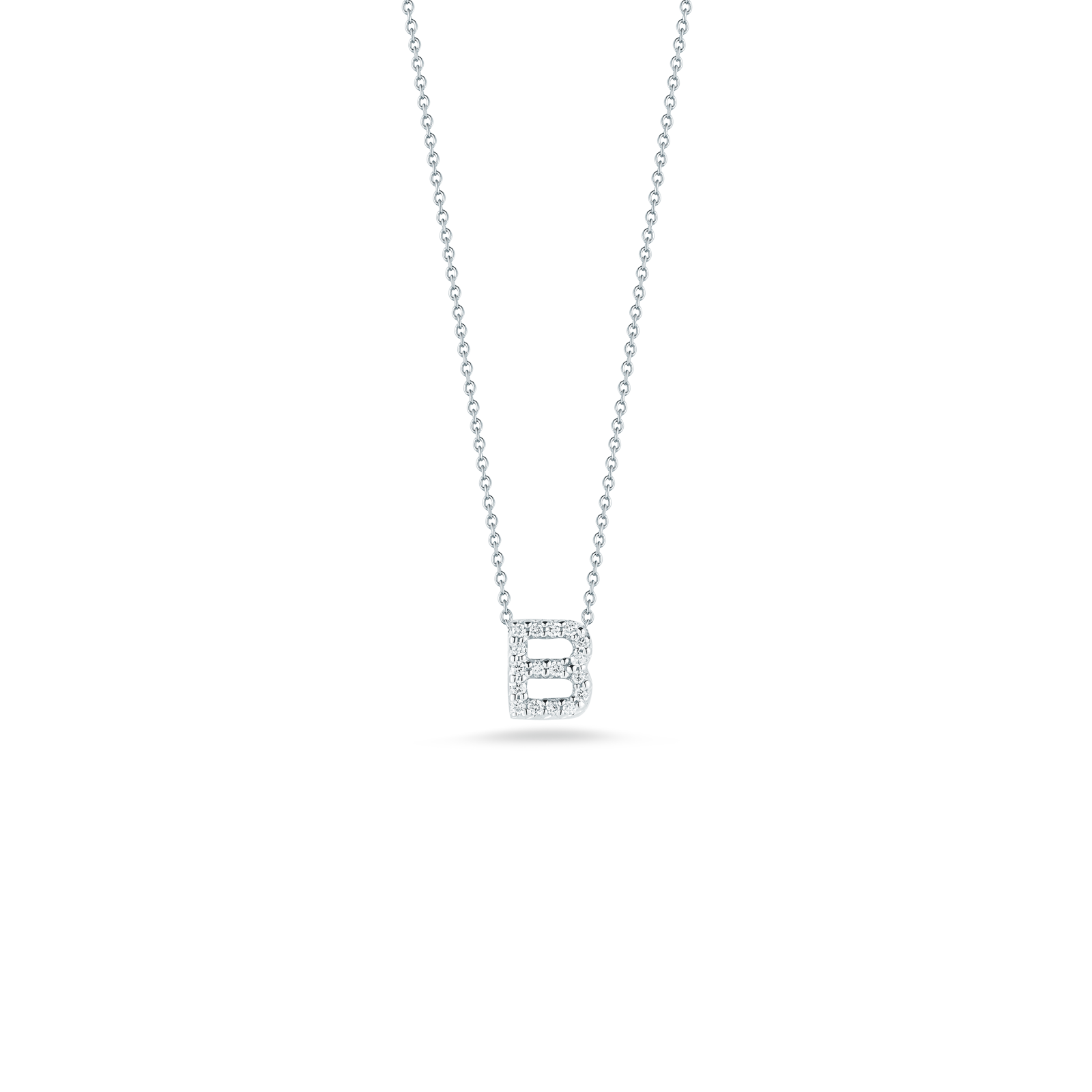 Tiny Treasures Diamond Love Letter B Necklace in 18kt White Gold