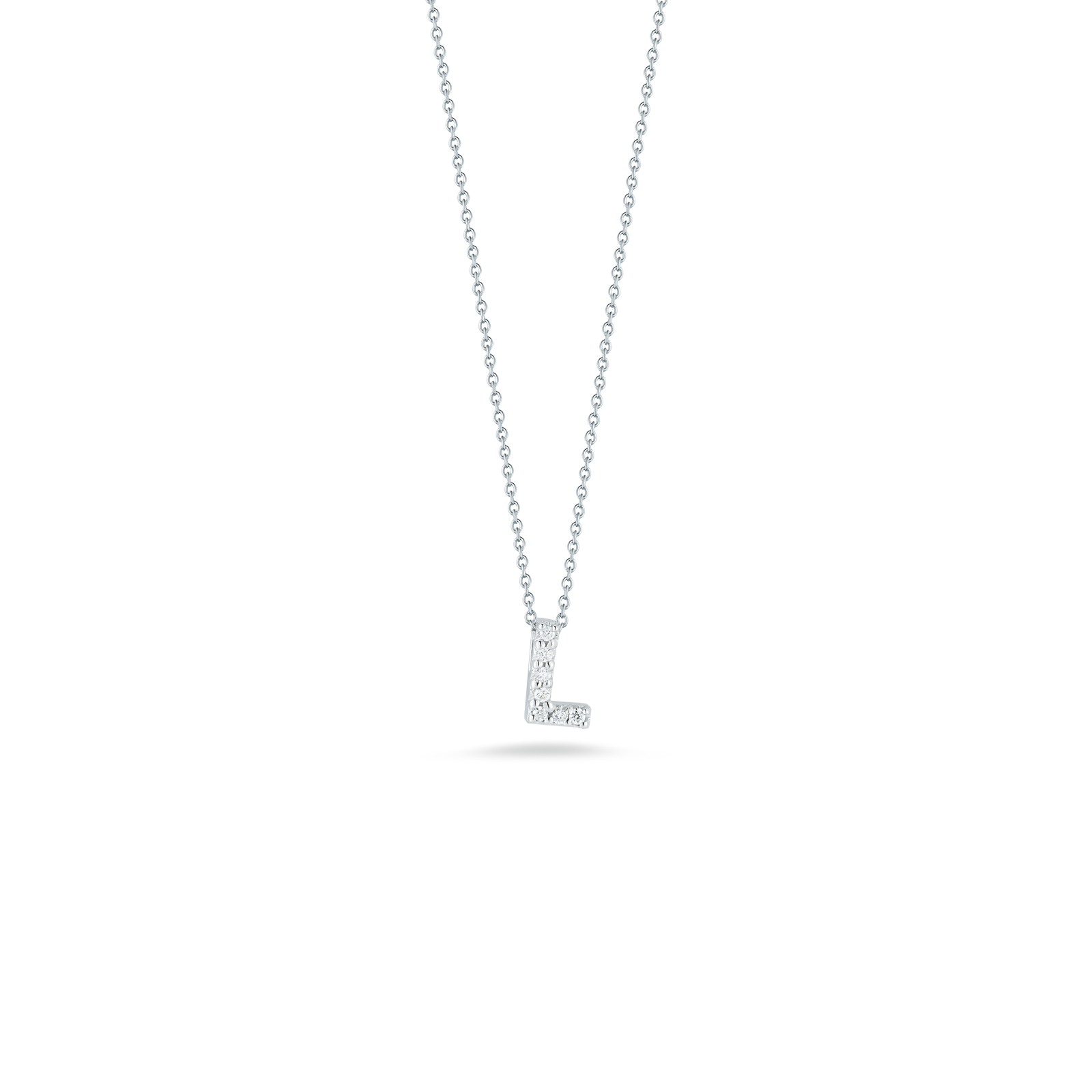 Tiny Treasures Diamond Love Letter L Necklace in 18kt White Gold