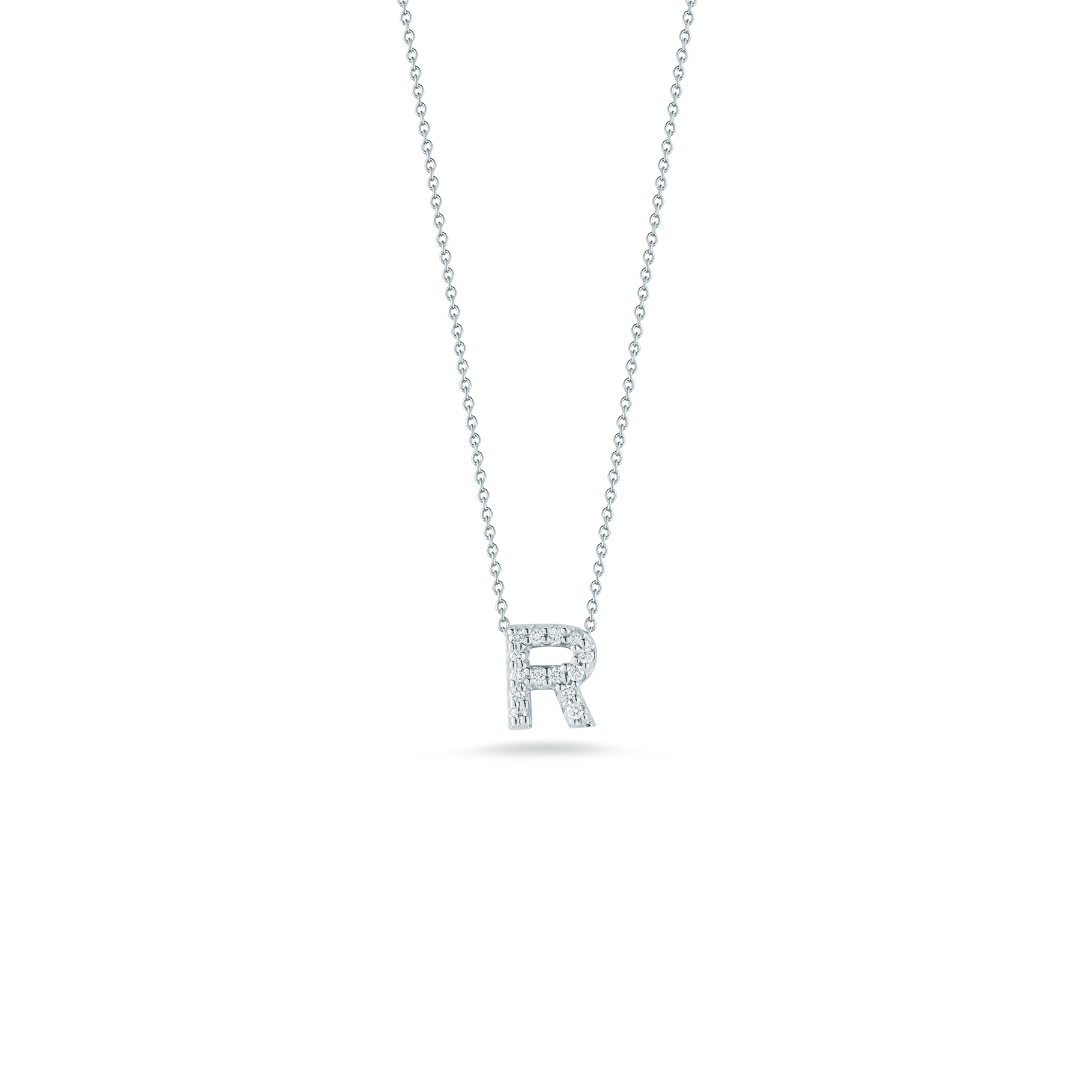 Tiny Treasures Diamond Love Letter R Necklace in 18kt White Gold