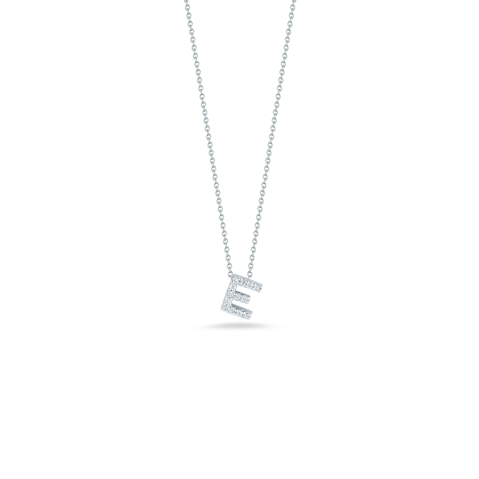 Tiny Treasures Diamond Love Letter E Necklace in 18kt White Gold