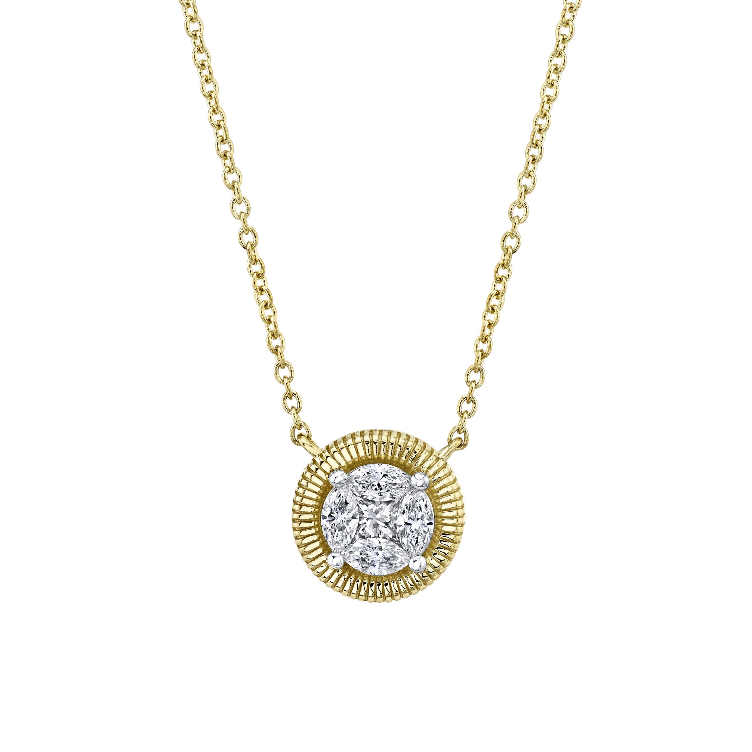 Cipriani Illusion Pendant Necklace with White Diamonds in 18kt Yellow Gold