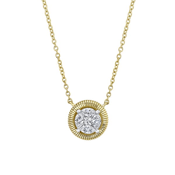 Closeup photo of Cipriani Illusion Pendant Necklace with White Diamonds in 18kt Yellow Gold