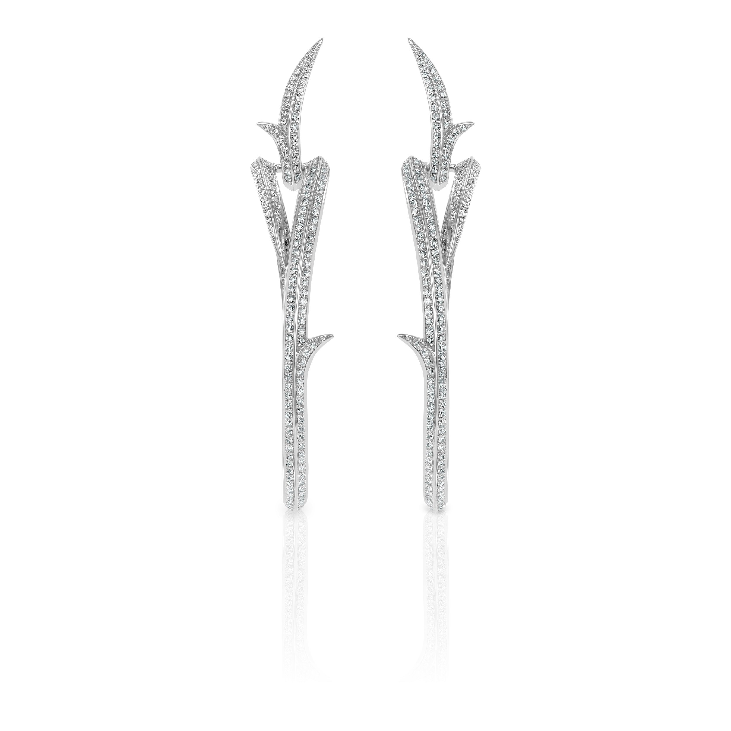 Thorn Embrace Infinity Hoops with White Diamonds in 18kt White Gold