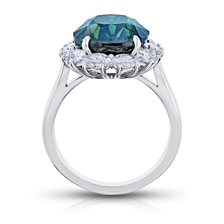 9.68 Carat Oval Green Sapphire Ring