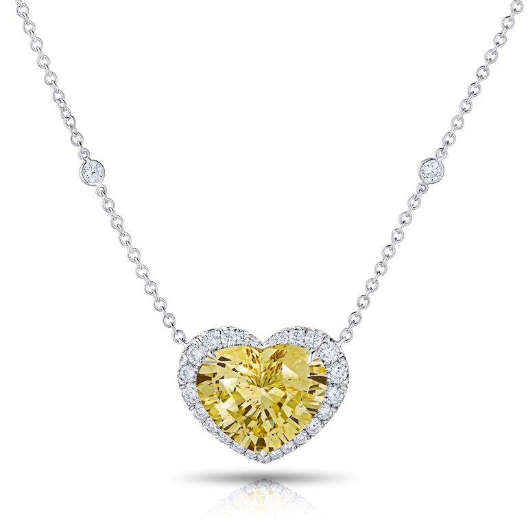 12.31 Heart Yellow No Heat Sapphire Platinum Necklace