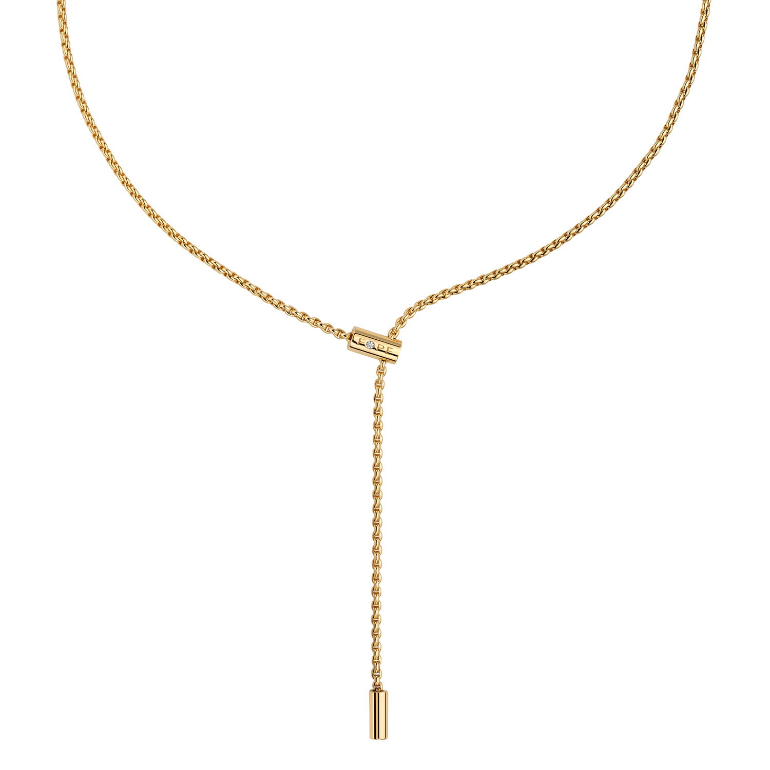Aria Lariat Necklace in 18kt Yellow Gold with White Diamonds - 2.05mm - 41cm