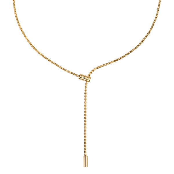 Closeup photo of Aria Lariat Necklace in 18kt Yellow Gold with White Diamonds - 2.05mm - 41cm