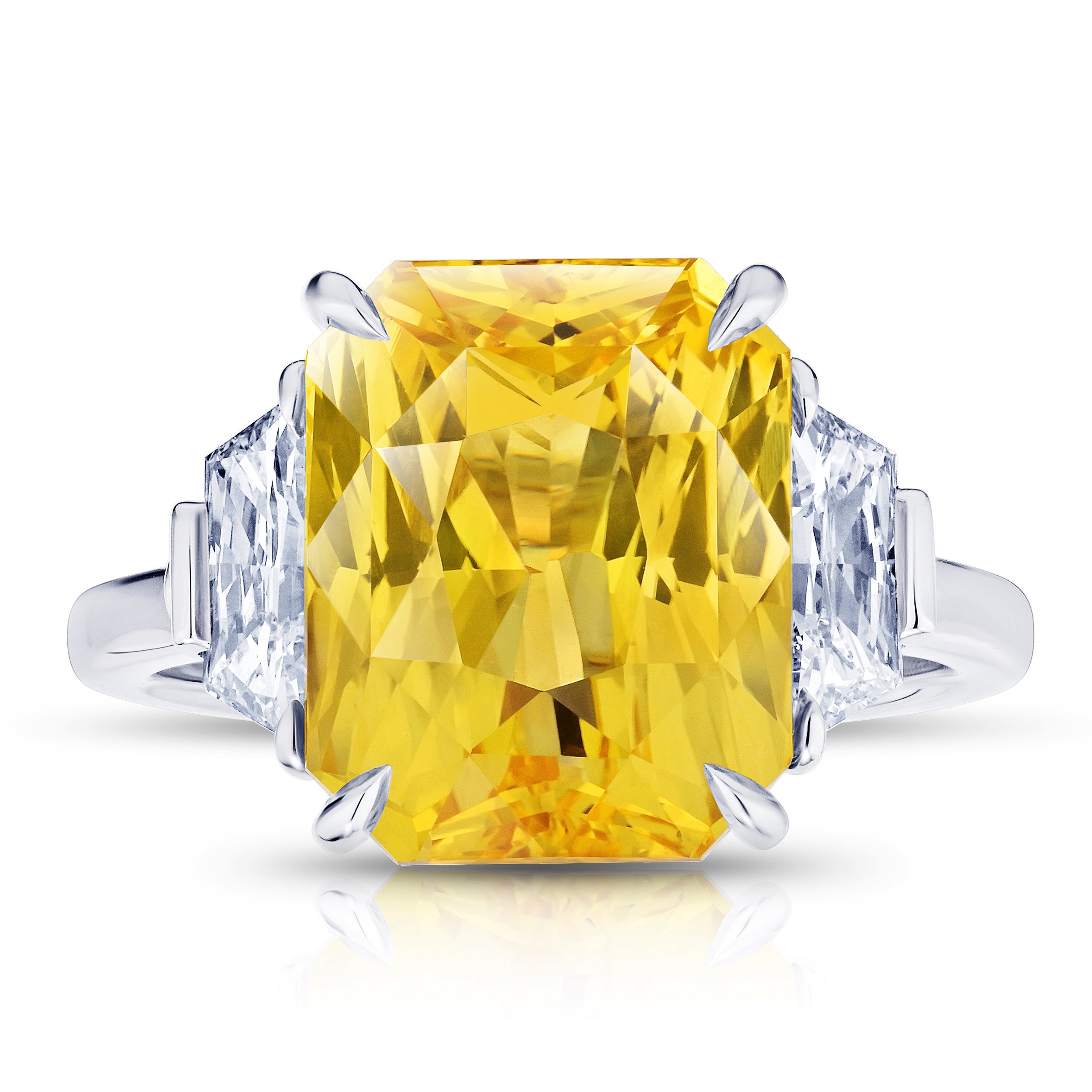 9.08 Carat Radiant Yellow Sapphire Ring