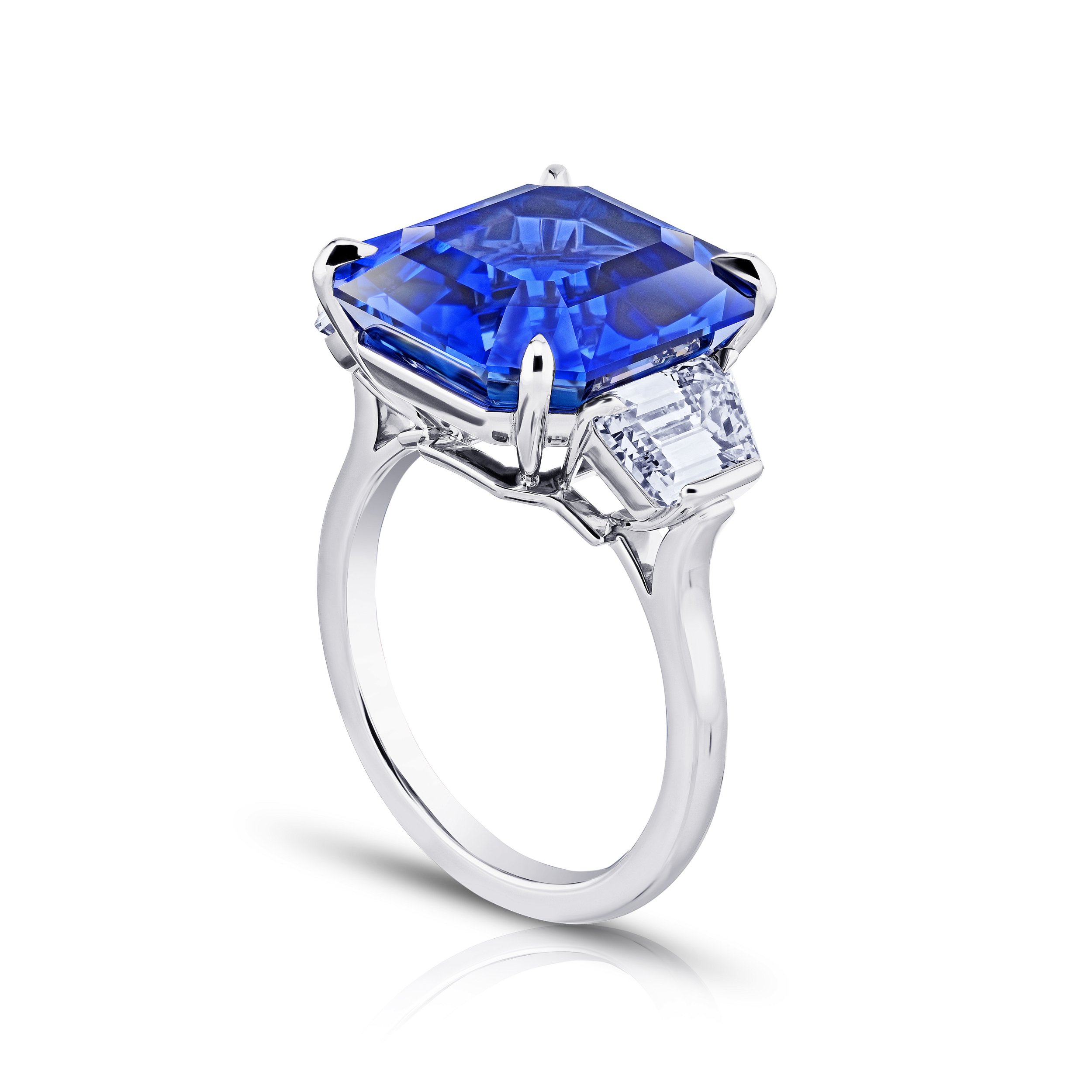 13.71 Carat Emerald Cut Sapphire Ring