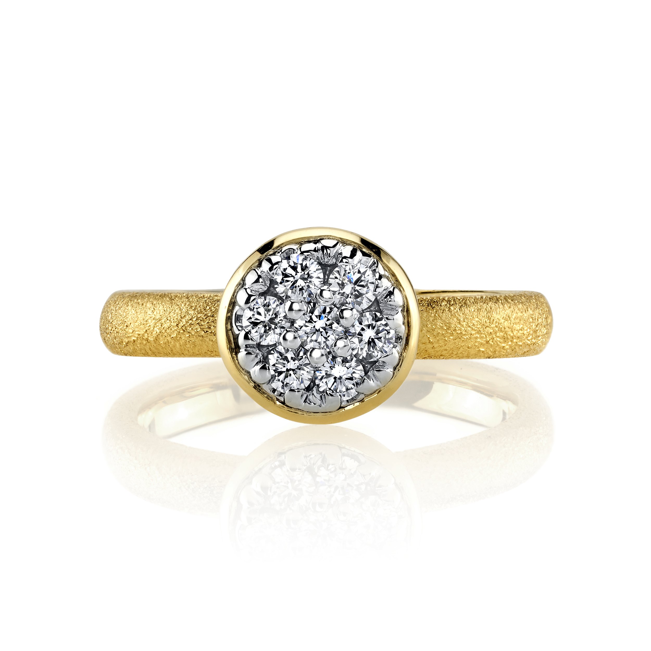Pave Diamond Ring with Aspen Finish in 18kt Yellow Gold