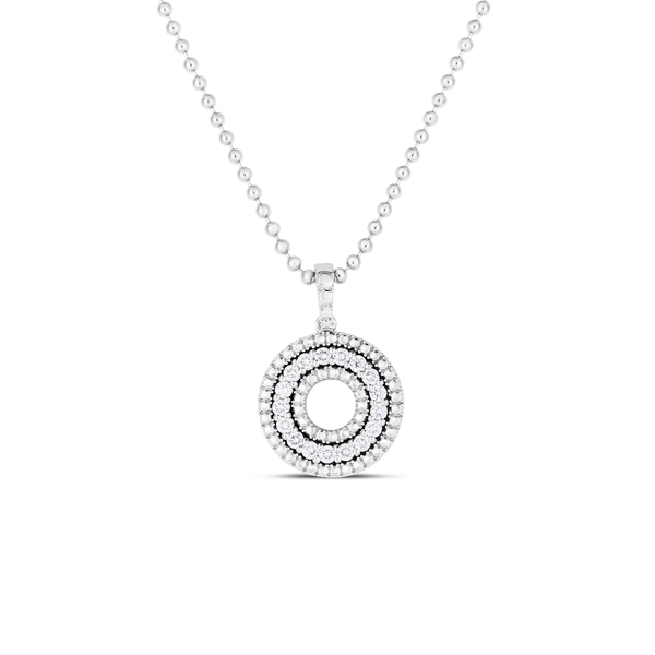 Closeup photo of Siena Medium Diamond Circle Necklace in 18kt White Gold