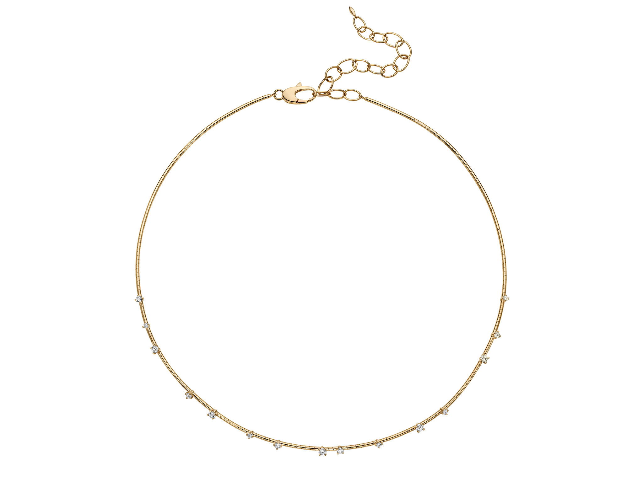 Rugiada Diamanti Collar Necklace with White Diamonds in 18kt Yellow Gold