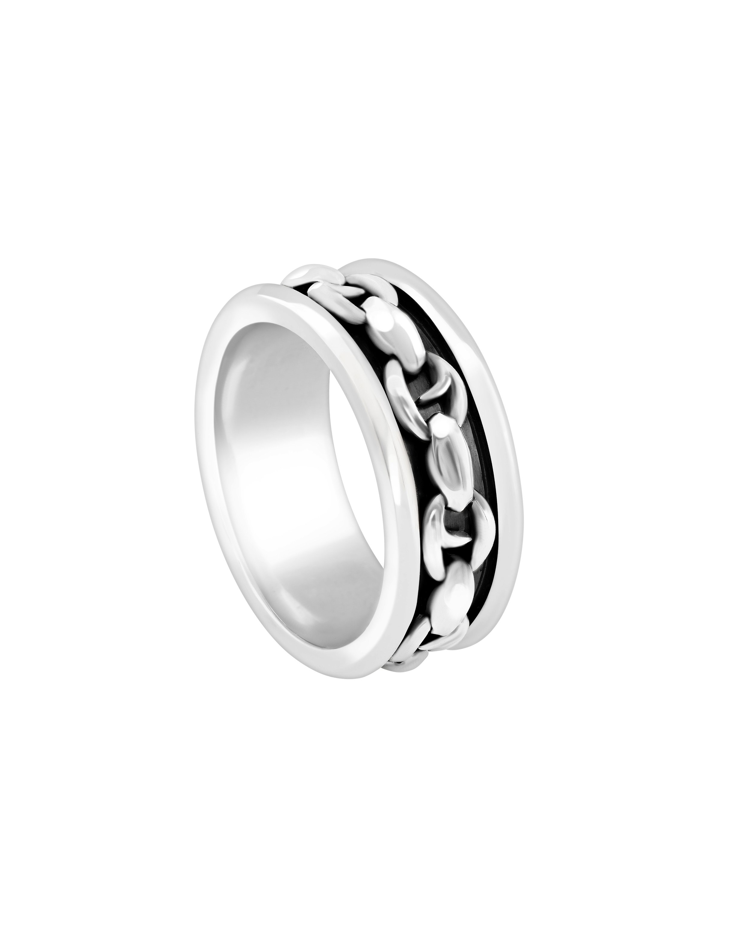 Thorn Addiction Classic Link Spinning Band Ring in Sterling Silver - Size 10