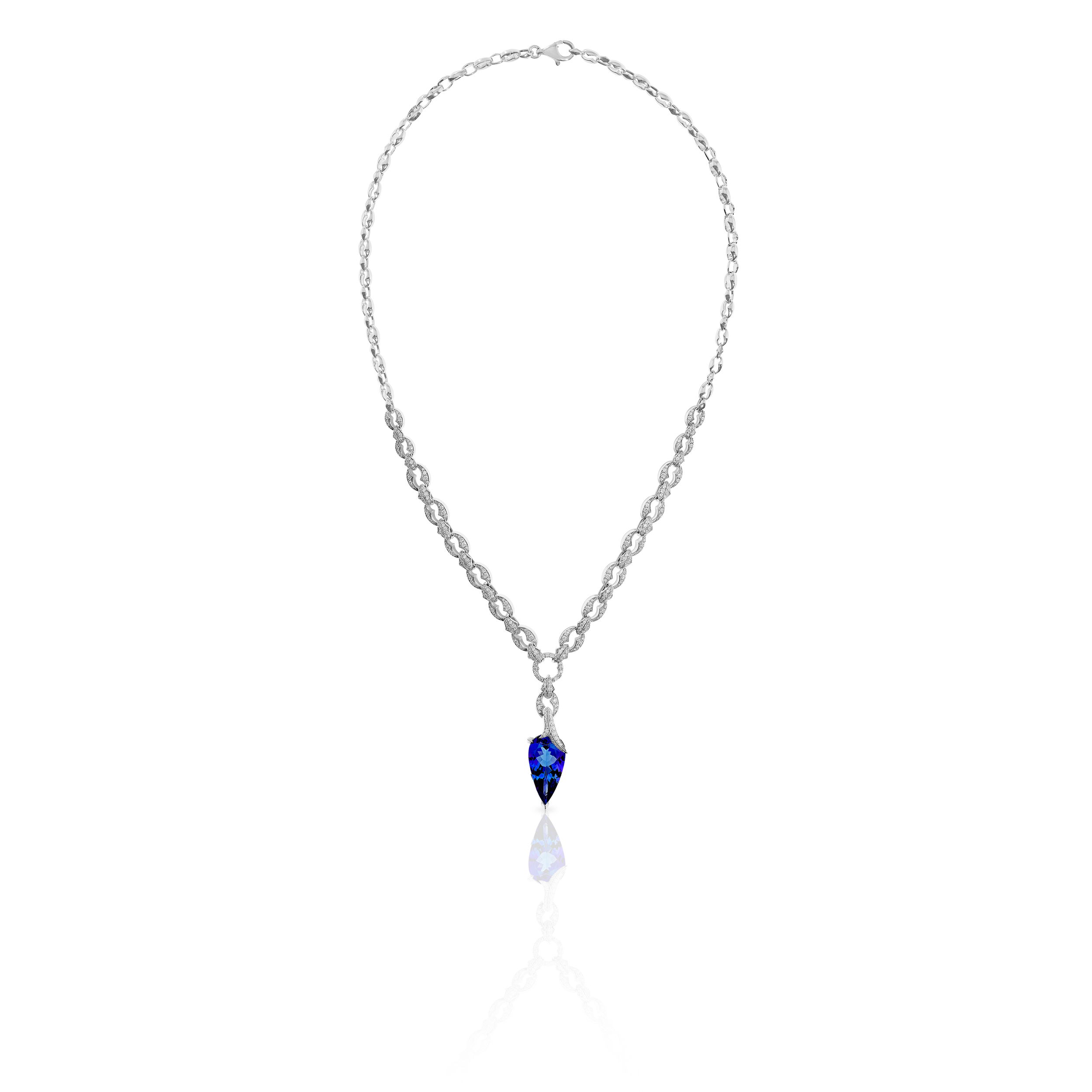 Thorn Embrace Pear Drop Necklace with Tanzanite in 18kt White Gold