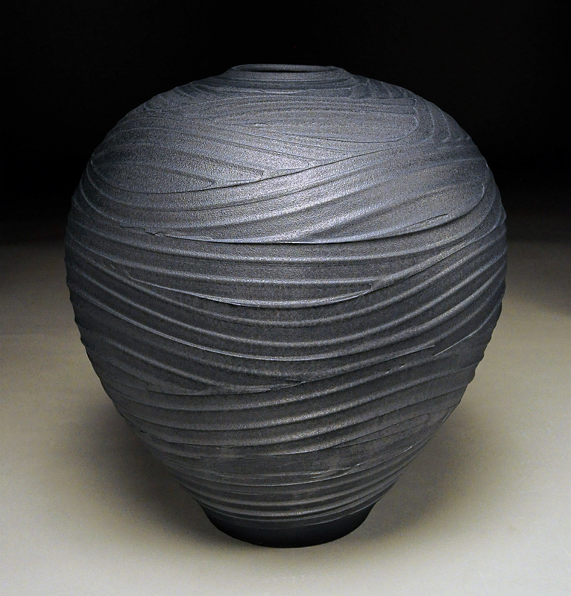 Earthenware Carved Graphite 14x13