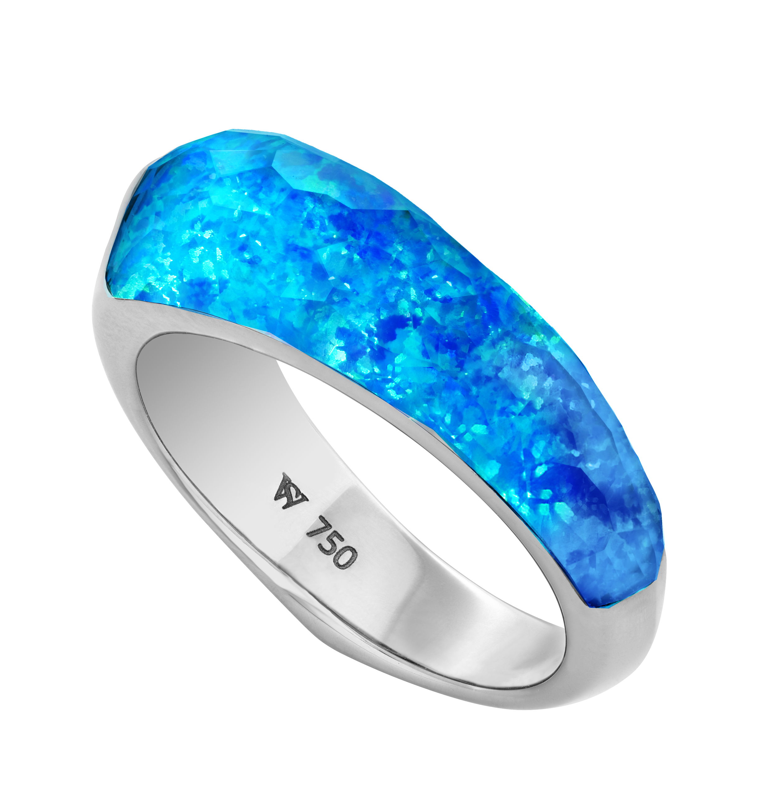 CH2 Shard Stack Ring with Black Opalescent in 18kt White Gold - Size 8 by Stephen Webster. Crystal Haze Shard Stack Ring - 18kt white gold set with black opalescent under clear quartz Crystal Haze at 7.57ct. CH2 Shard Stack Ring with Black Opalescent in 18kt White Gold - Size 8