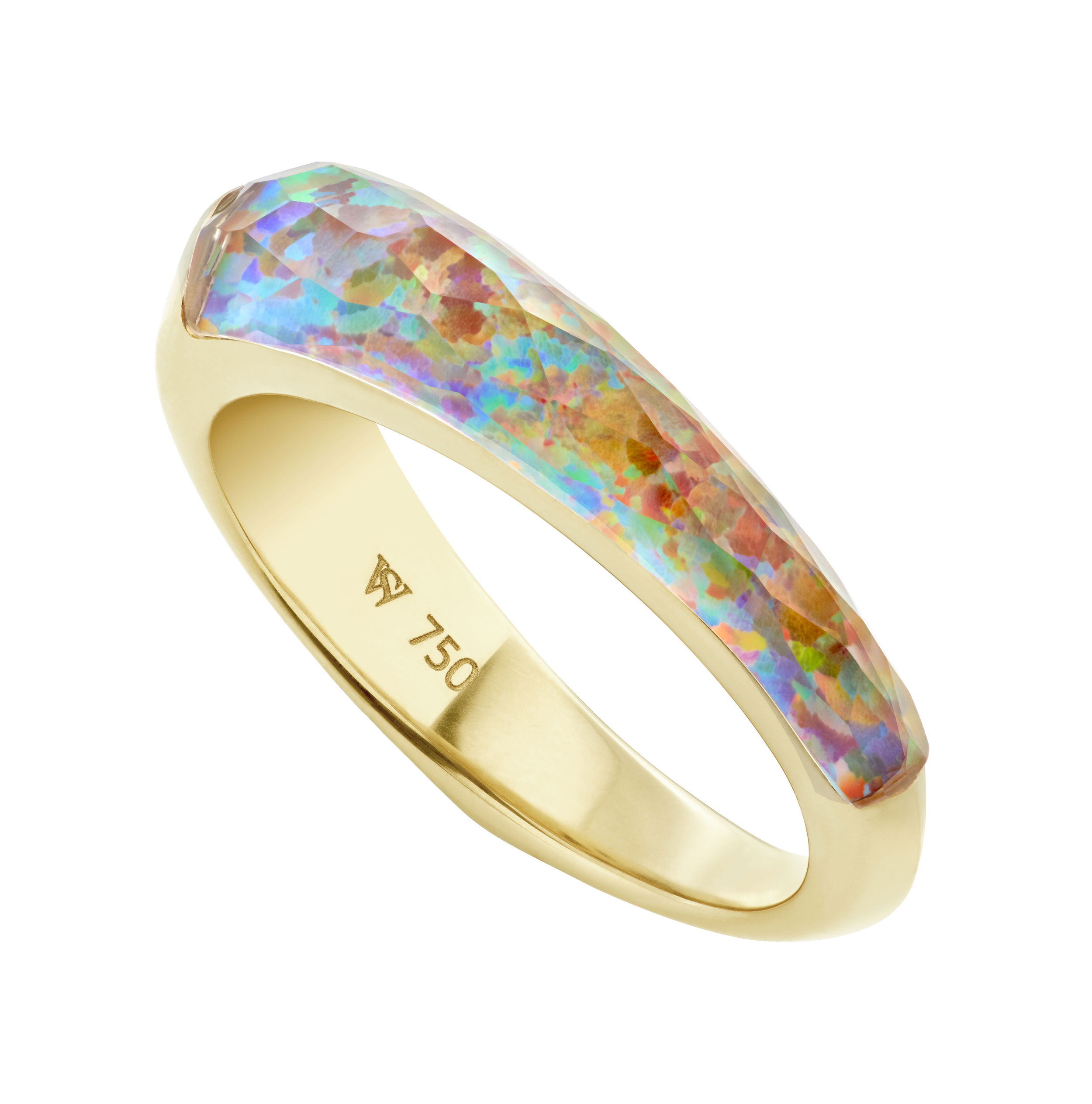 CH2 Shard Slimline Stack Ring with Fire Opalescent in 18kt Yellow Gold - Size 7 by Stephen Webster. Crystal Haze Slimline Shard Stack Ring - 18kt yellow gold set with fire opalescent under clear quartz Crystal Haze at 3.20ct. CH2 Shard Slimline Stack Ring with Fire Opalescent in 18kt Yellow Gold - Size 7
