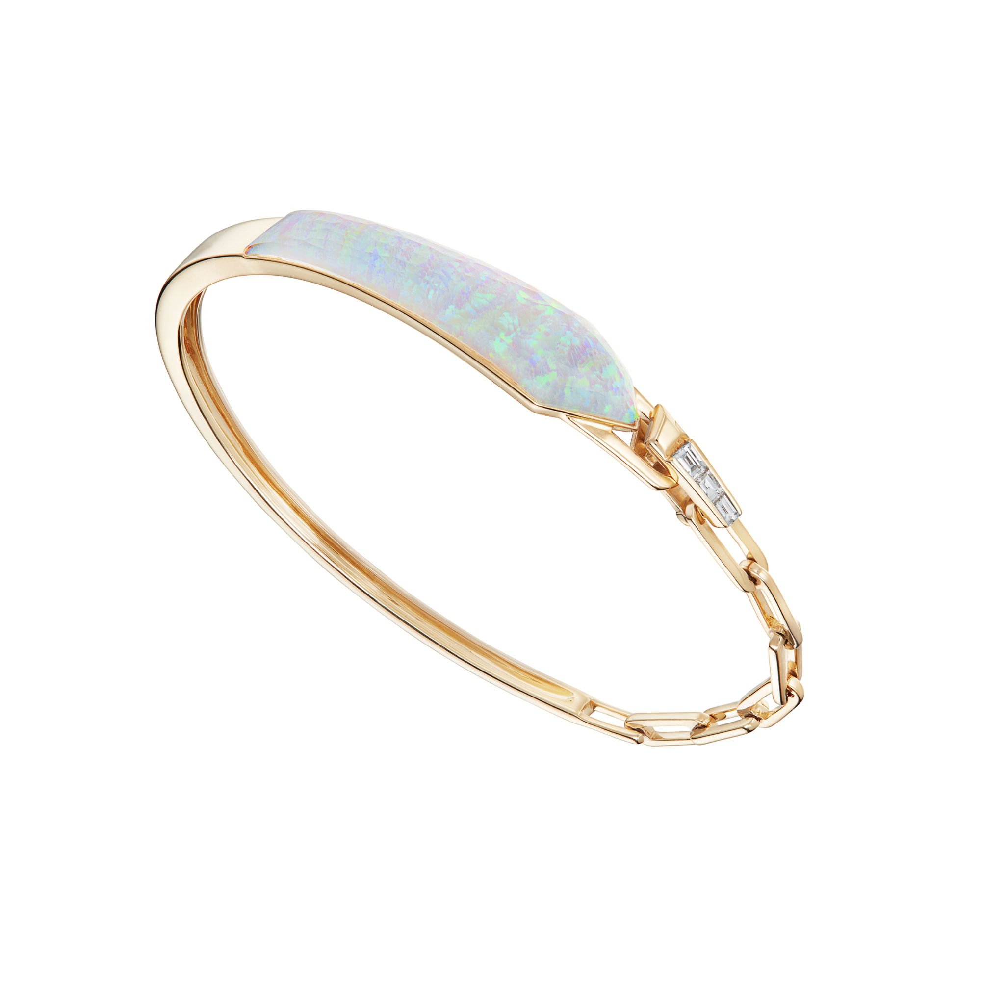 CH2 Shard Slimline Linked Bracelet with White Opalescent in 18kt Yellow Gold