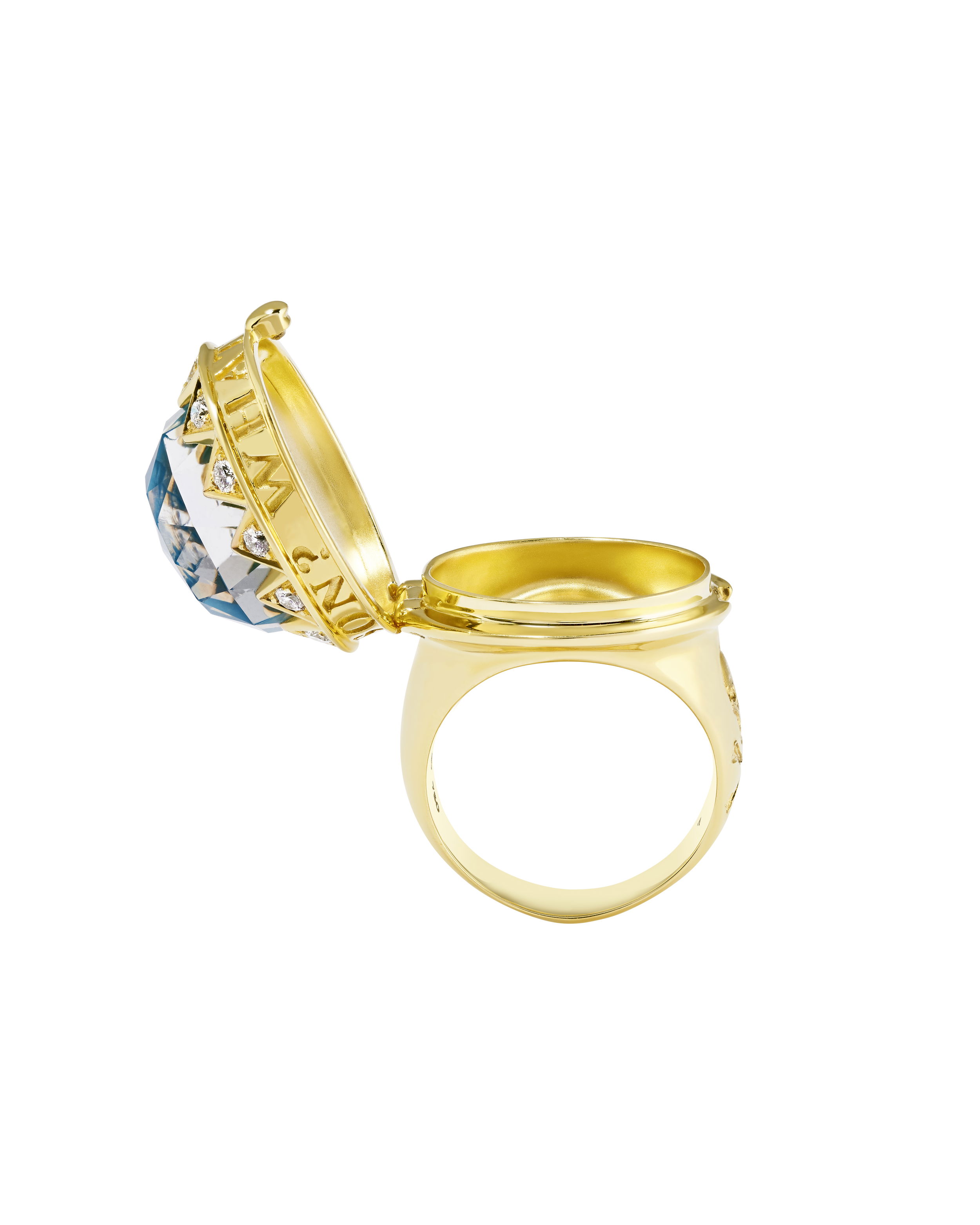No Regrets What's Your Poison? Ring with CH2 Black Opalescent and White Diamonds in 18kt Yellow Gold