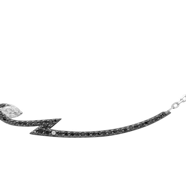 Closeup photo of Lady Stardust Marquise Pendant Necklace with Black and White Diamonds in 18kt White Gold