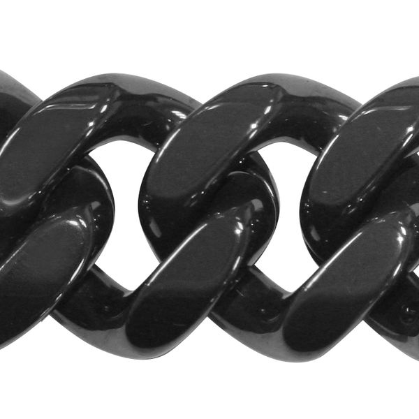 Closeup photo of England Made Me Cuban Ceramic Polished Bracelet in Black - 18mm - 7" Long