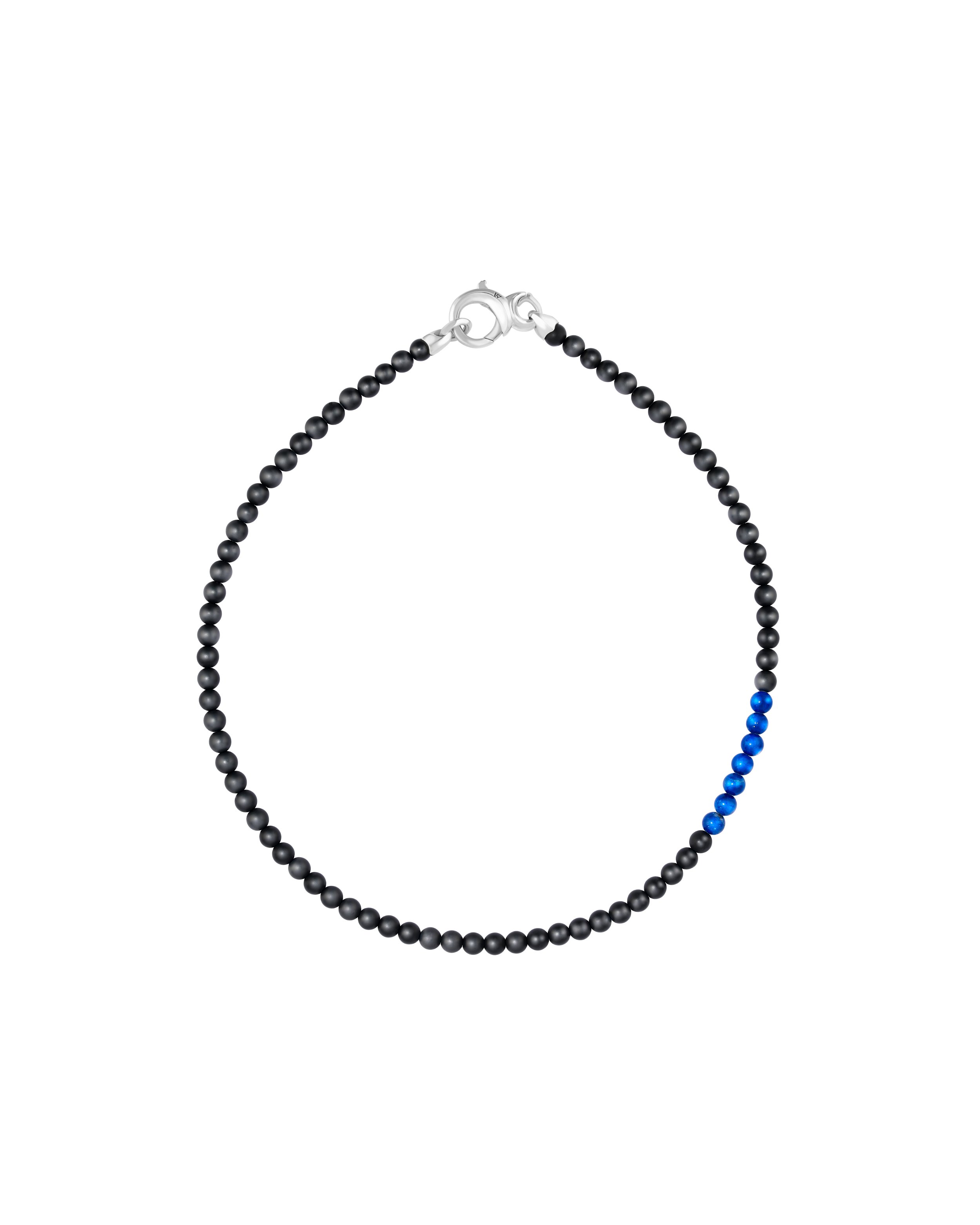 Thorn Addiction Bead Necklace with Matte Black Onyx and Lapis in Sterling Silver - 20"