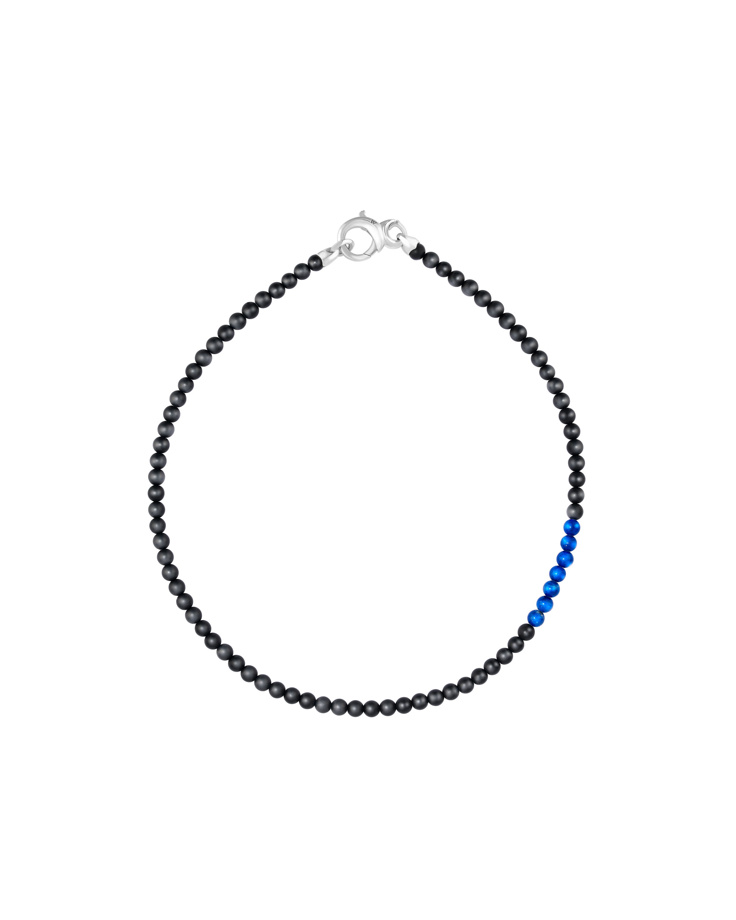 Thorn Addiction Bead Necklace with Matte Black Onyx and Lapis in Sterling Silver - 20"