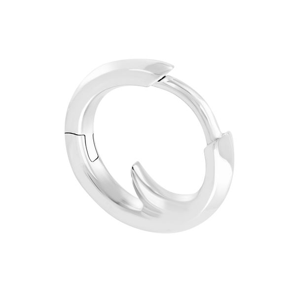 Closeup photo of Thorn Addiction Single Sleeper Hoop Earring in Sterling Silver