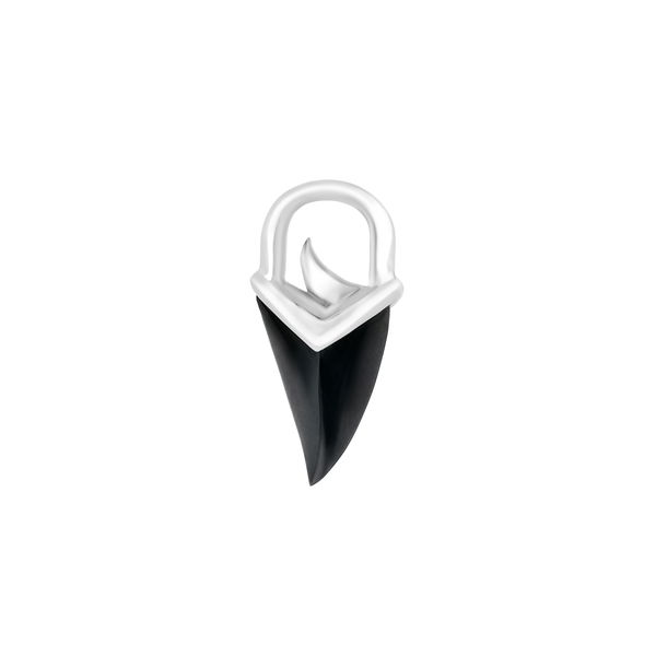 Closeup photo of Thorn Addiction Unithorn Earring Charm with Black Onyx in Sterling Silver