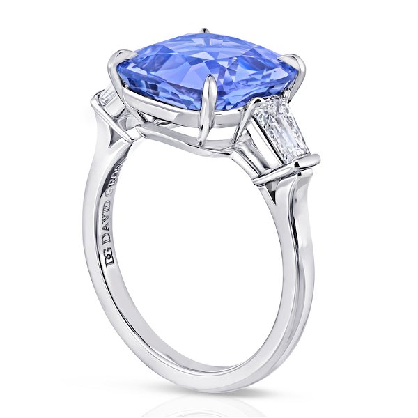 Closeup photo of 6.74 Light blue sapphire ring