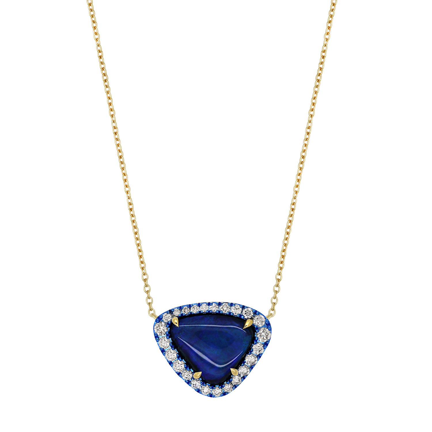 Layering Necklace with Opal and White Diamonds in 18kt Yellow Gold