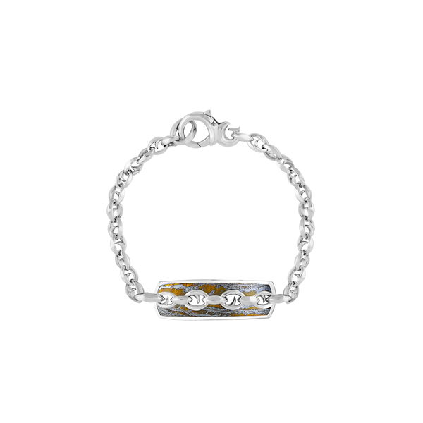 Closeup photo of Thorn Addiction Inline Razer Bracelet with Tiger's Iron in Sterling Silver - 8.75" Long